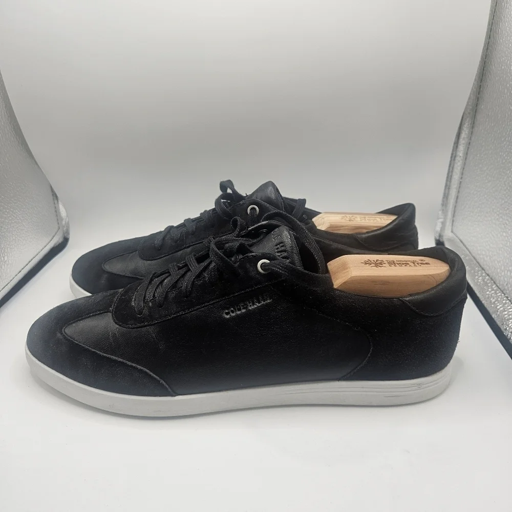Cole Haan Grand.OS Women Size 10.5 B Black Leather Suede Low Top Casual Sneakers